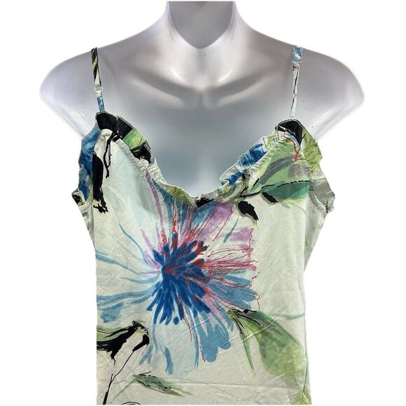 Chaudry Dress Womens Small Runs Big Blue Floral Sequin Tiered Sleeveless Midi - Picture 6 of 12